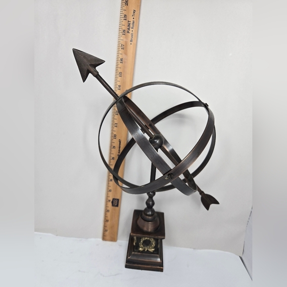 Armillary Metal Sphere Copper Brown Color Celestial Globe Rings Arrow Equator - Picture 6 of 8